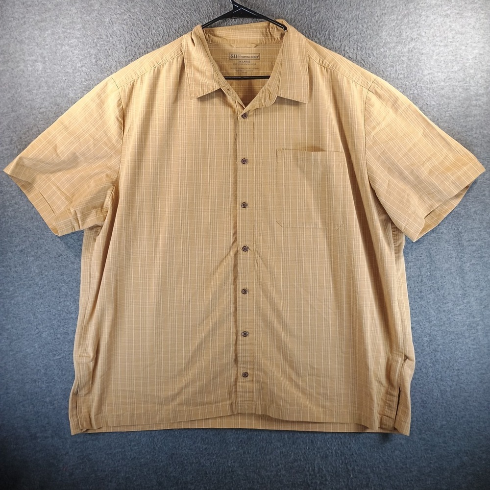 511 Tactical Covert Shirt‎ Mens XXL 2XL Orange Checkered Pocket Short Sleeve